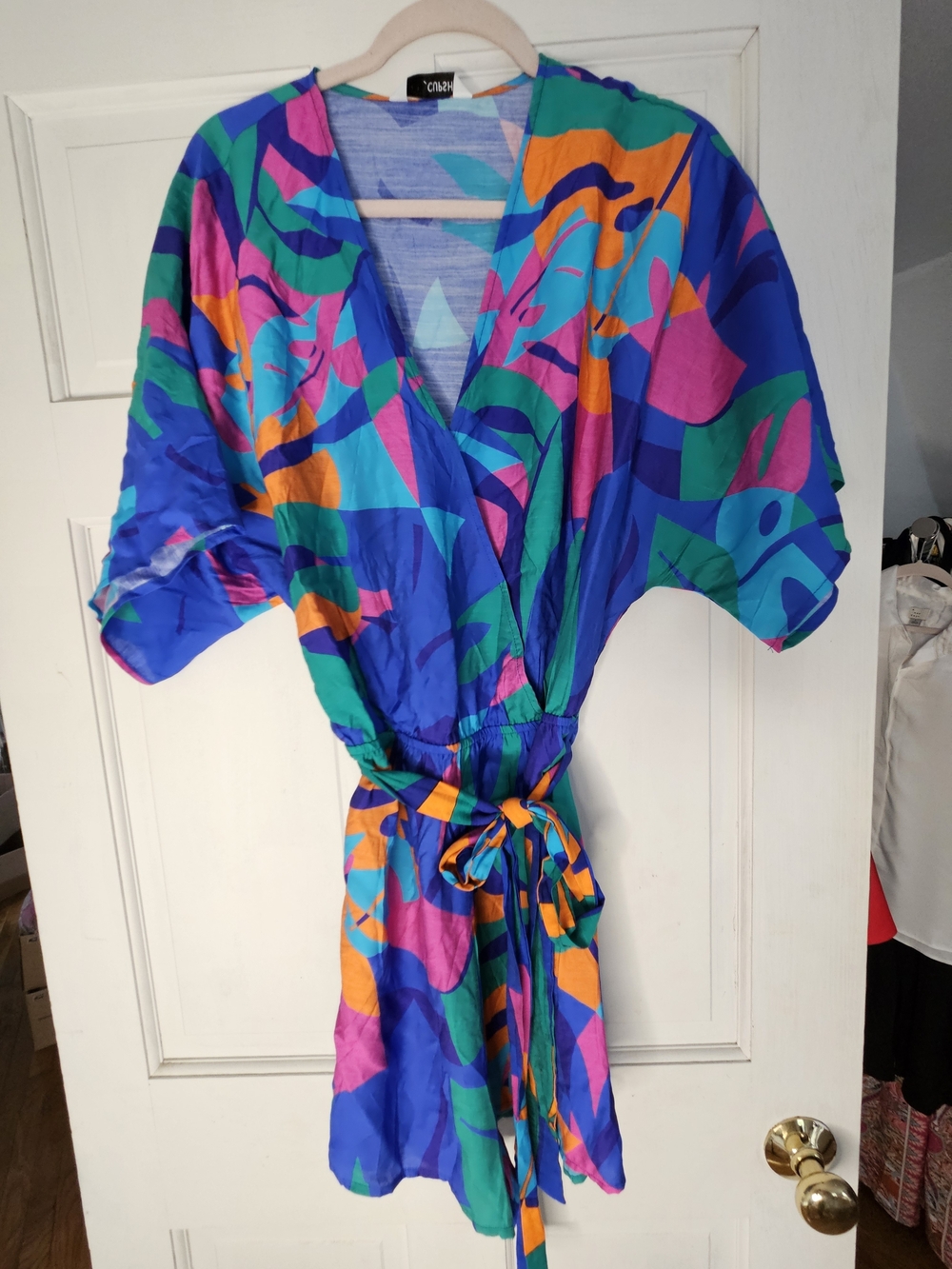 Cupshe Multicolor Abstract Kids One-Piece Romper in Blue, Pink, Green#201